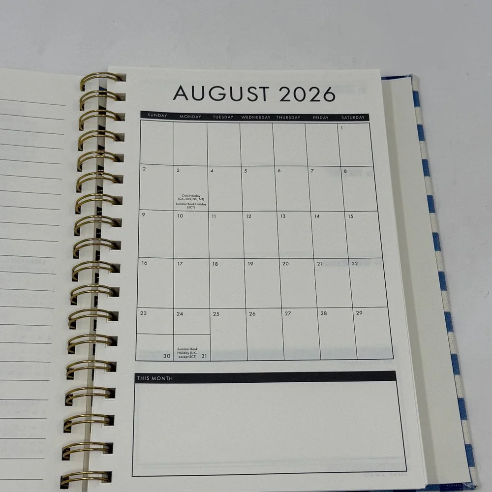 Punch Studio 2027 17-Month Planner Blue Gingham Embroidered Daisy Floral Journal